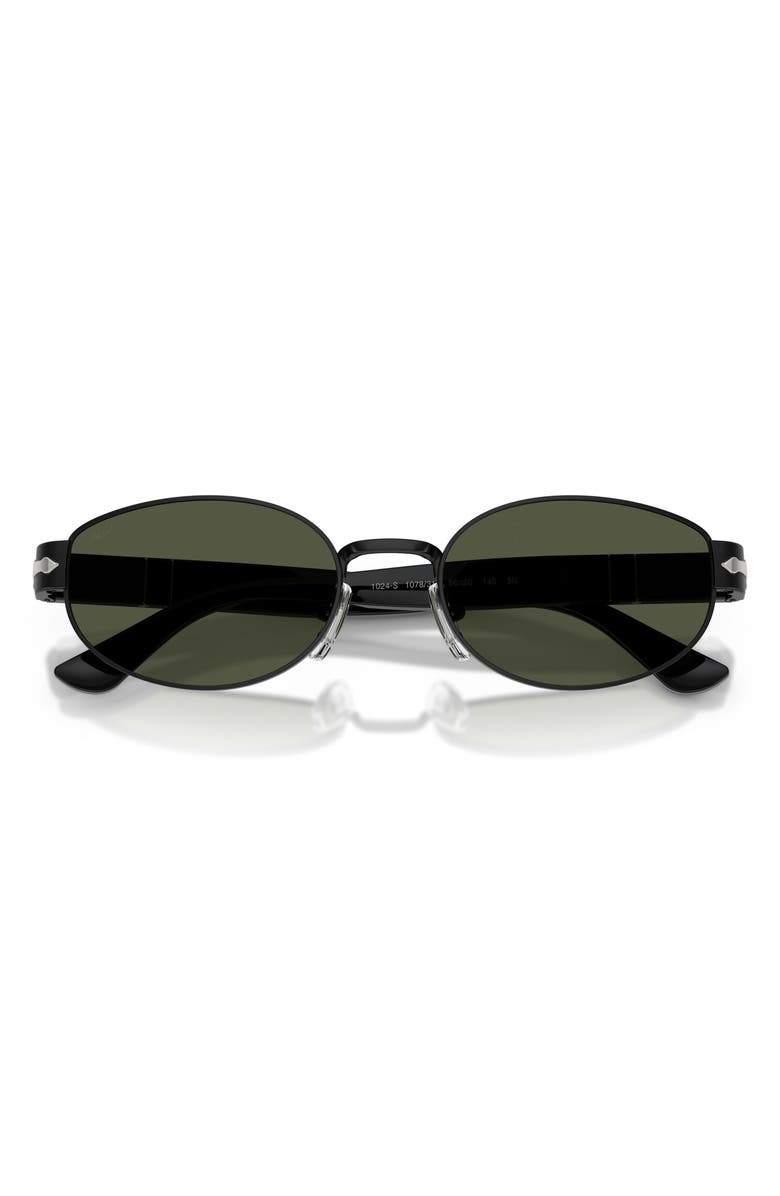 Persol 56mm Oval Sunglasses, Alternate, color, Black / Green