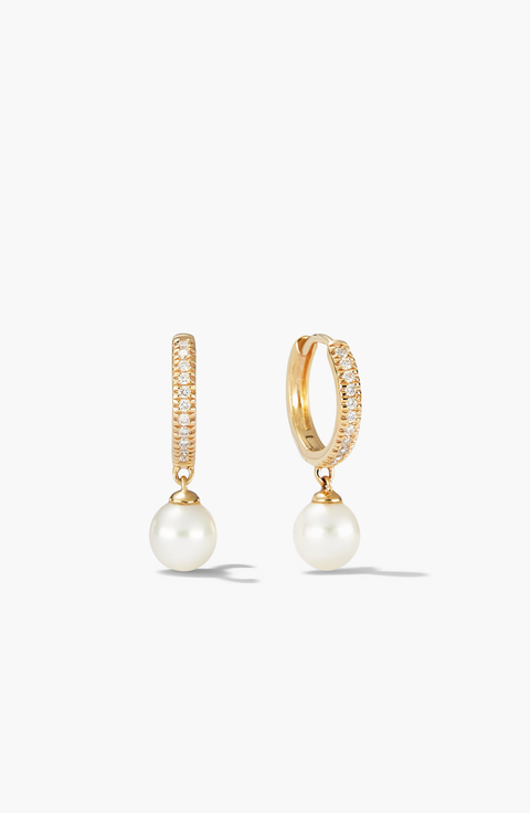 Pave Diamond Pearl Huggies