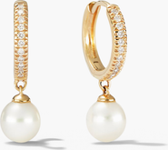 MEJURI Pave Diamond Pearl Huggies