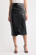Elie Tahari Amelia Faux Leather Faux Wrap Skirt