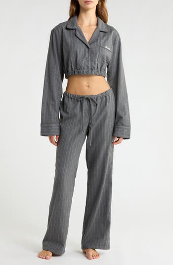 SKIMS Elevated Flannel Crop Pajamas Nordstrom