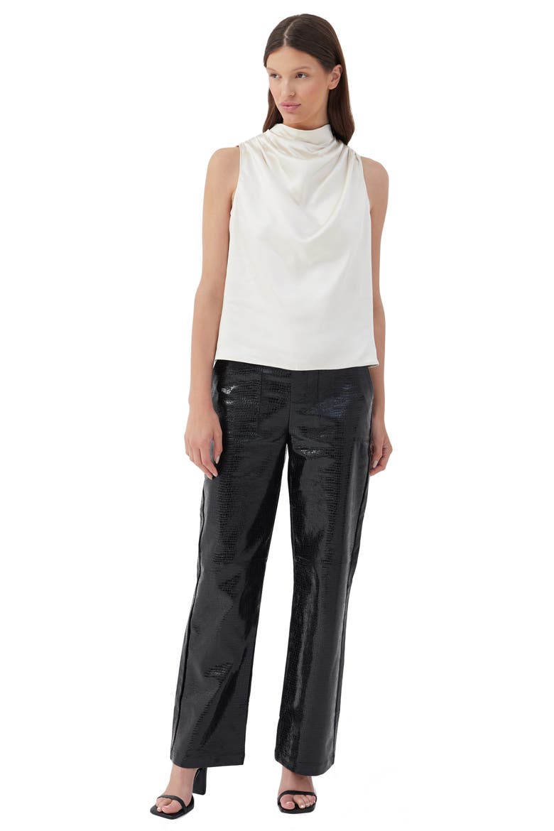Wilcox Croc Embossed Wide Leg Faux Leather Pants, Alternate, color, BLACK PATENT CROC