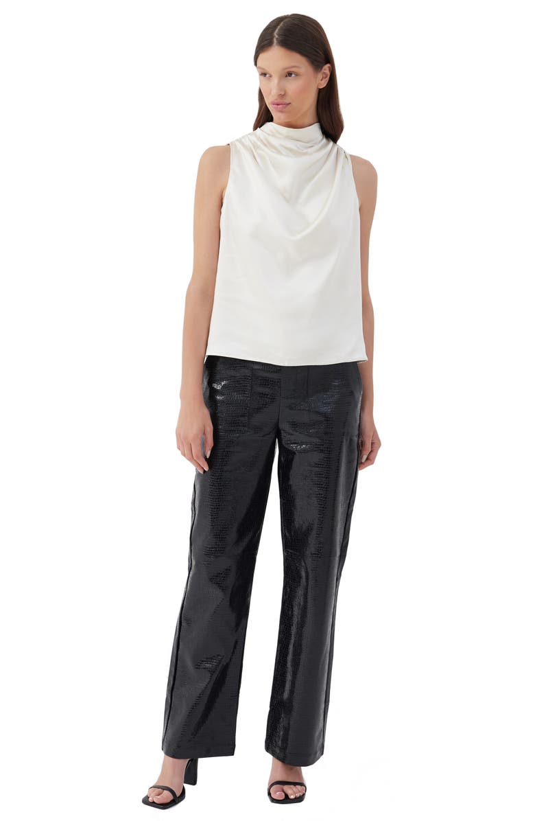 4th & Reckless Wilcox Croc Embossed Wide Leg Faux Leather Pants, Alternate, color, 