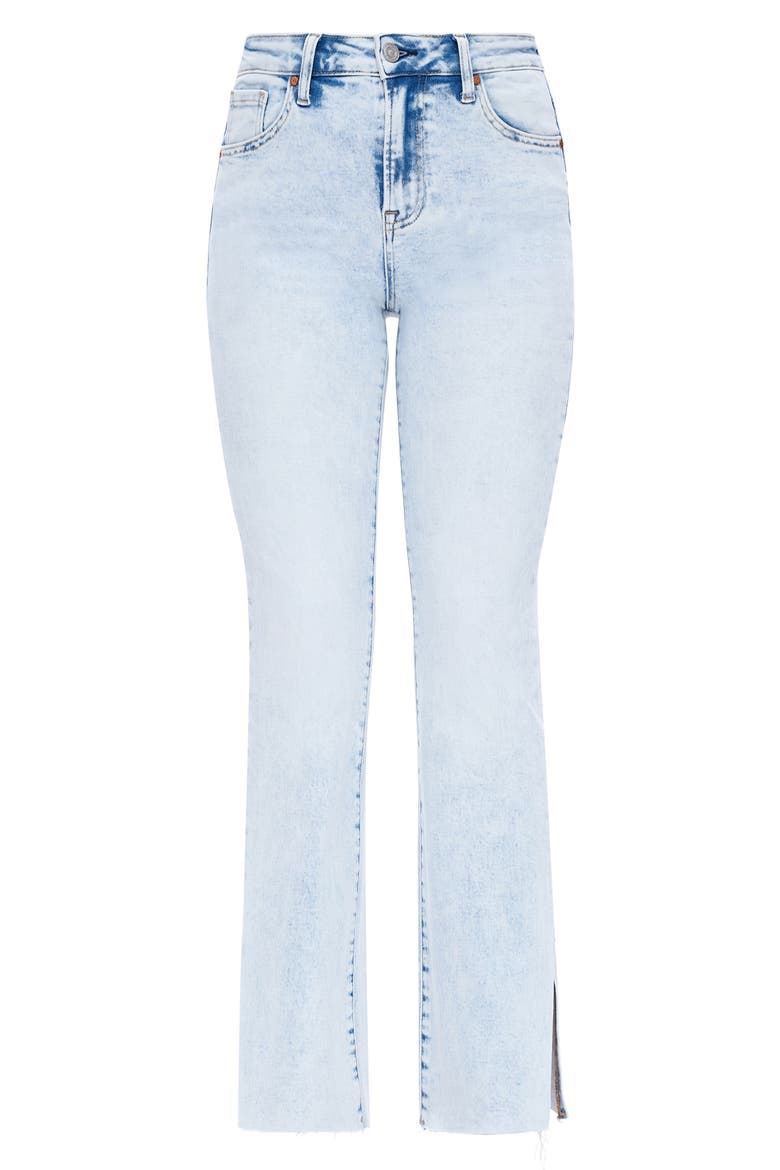 High Waist Raw Hem Side Slit Bootcut Jeans, Alternate, color, LIGHT BLUE