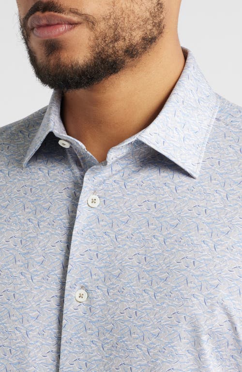 Bugatchi Miles Ooohcotton® Abstract Print Short Sleeve Button-up Shirt In Sand