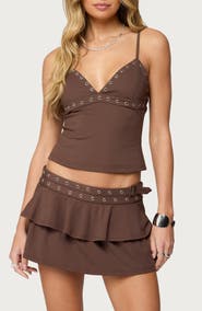 EDIKTED Hailie Grommet Trim Camisole