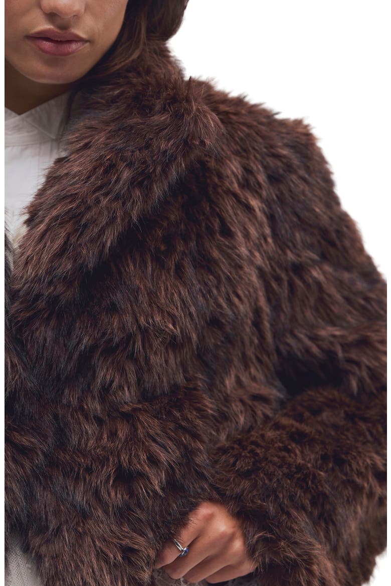 Supernova Cropped Faux Fur Jacket, Alternate, color, MOCHACCINO COMBO