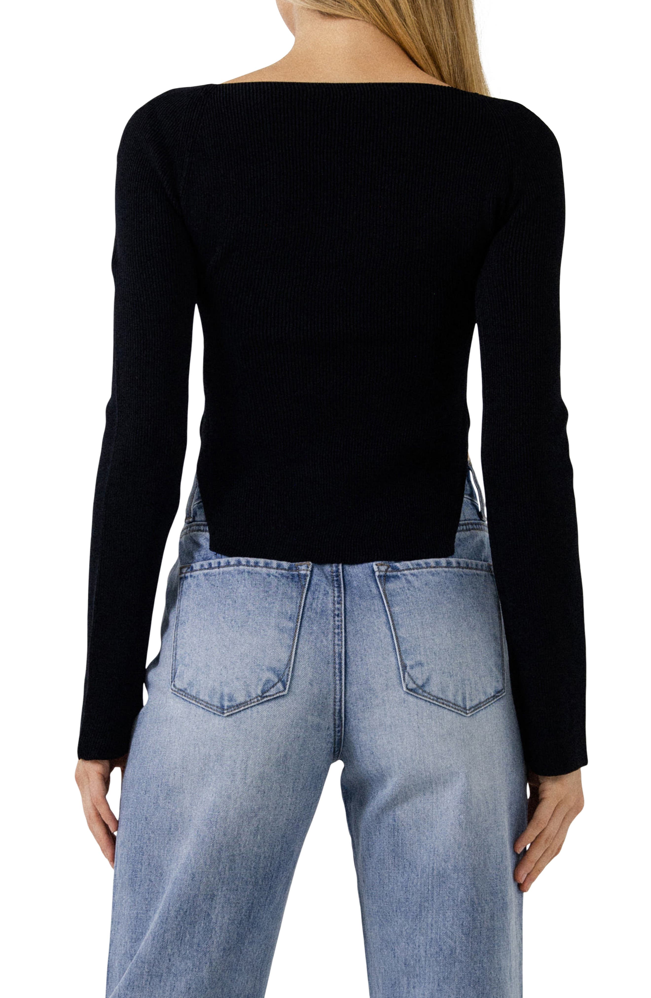 Rib Side Slit Sweater - image 2