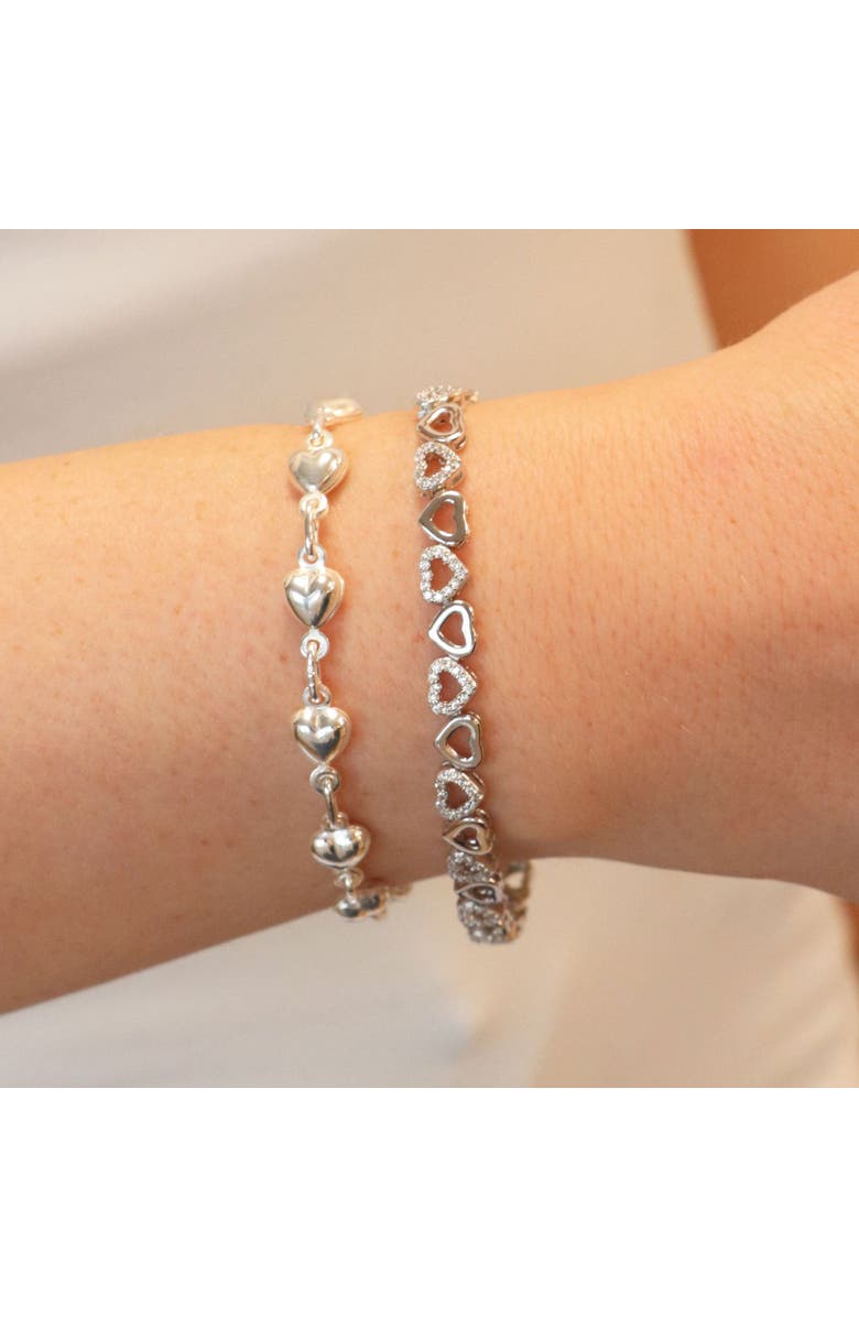 The Lovery Fine Jewelry Puffy Heart Bracelet, Alternate, color, Sterling Silver