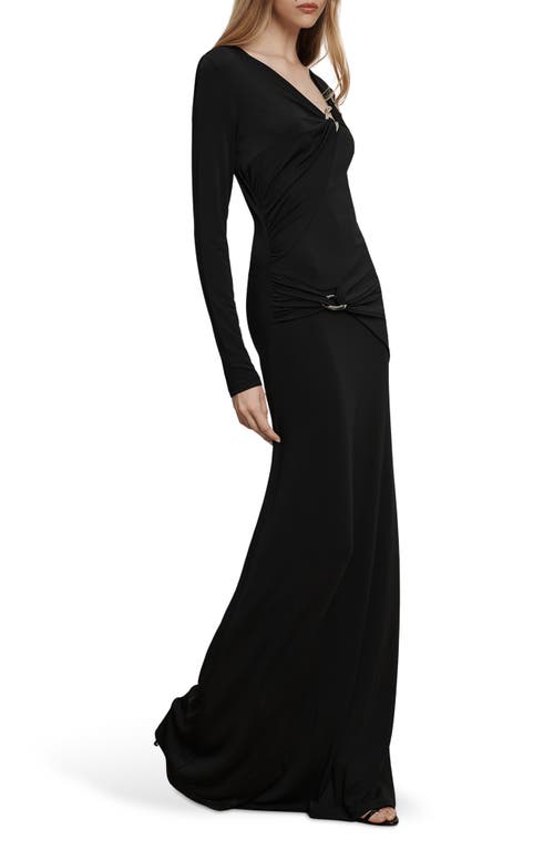 Veronica Beard Viela Hardware Detail Long Sleeve Maxi Dress In Black