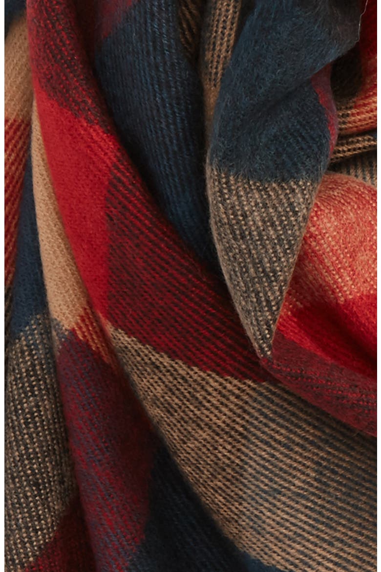 Checkered Oblong Scarf, Alternate, color, RED MULTI