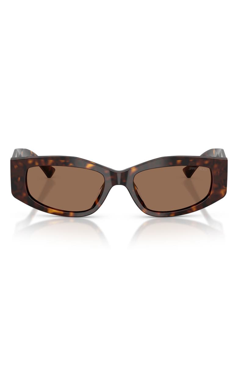 Jimmy Choo 53mm Irregular Sunglasses, Main, color, Havana / Dark Brown