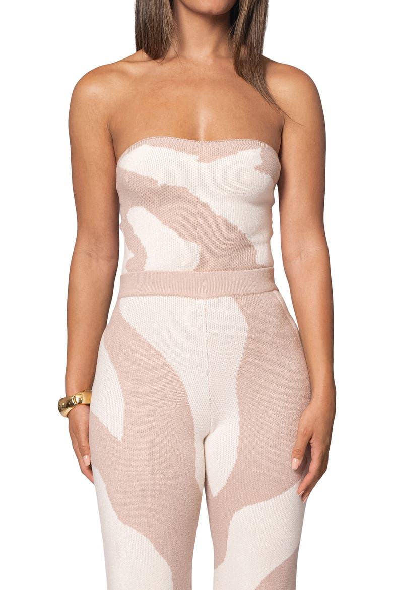 Tropic Oasis Strapless Knit Top, Alternate, color, BEIGE