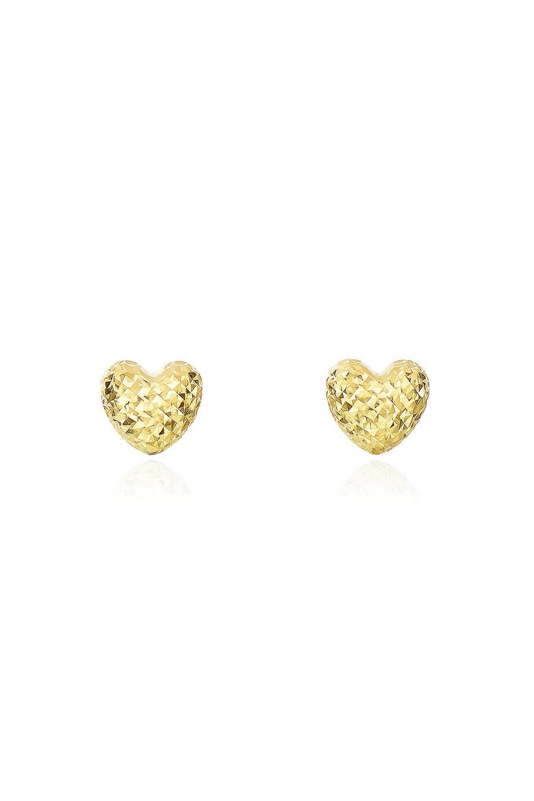 Sparkle Cut Heart Stud Earrings, Main, color, Yellow Gold