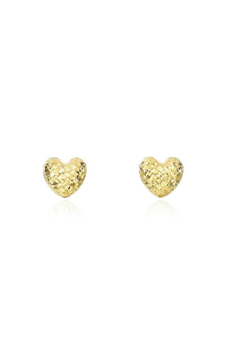 The Lovery Fine Jewelry Sparkle Cut Heart Stud Earrings, Main, color, Yellow Gold