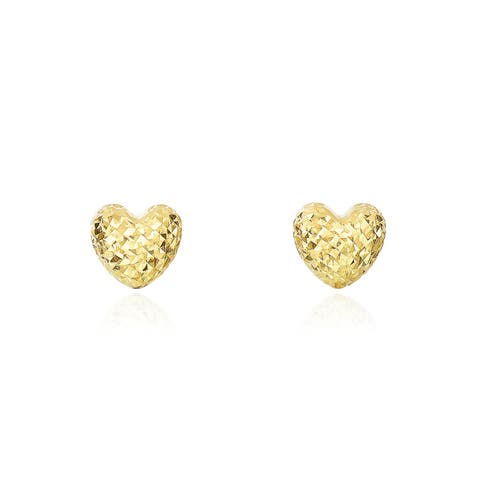 Sparkle Cut Heart Stud Earrings