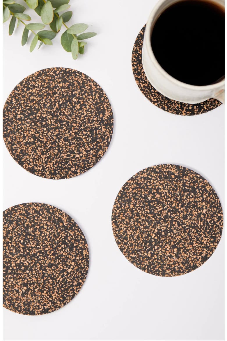 Dash Square Coasters Set of 6, Alternate, color, Natural Cork