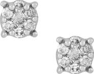 Frankie & Zoe 10K White Gold Pavé Diamond Round Stud Earrings