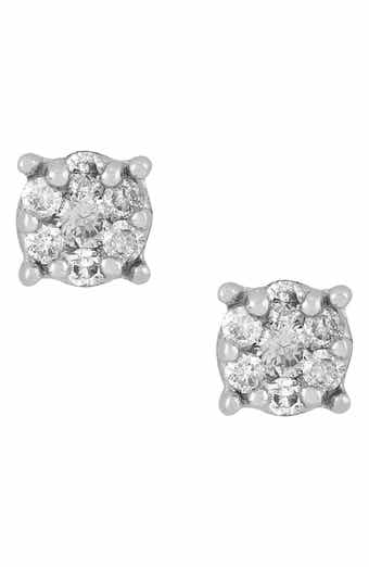 Frankie & Zoe 10K White Gold Pavé Diamond Round Stud Earrings
