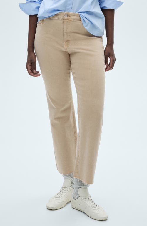 Shop Mango Crop Flare Jeans In Sand