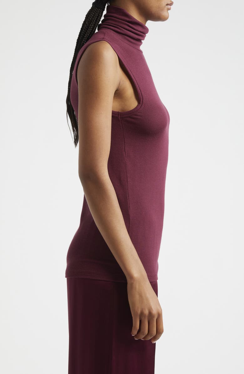 ATM Anthony Thomas Melillo Rib Sleeveless Turtleneck Top, Alternate, color, Merlot
