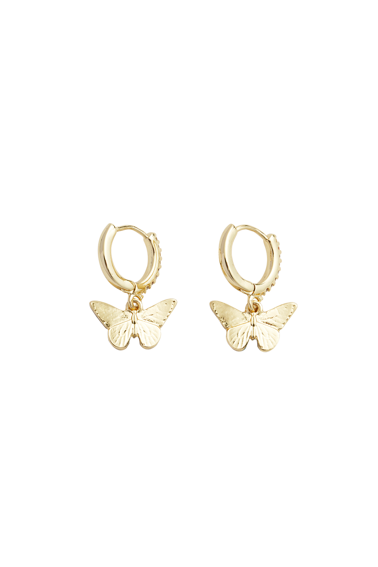 Enamel Blue Butterfly Huggie Earrings, Alternate, color, Multi & Gold