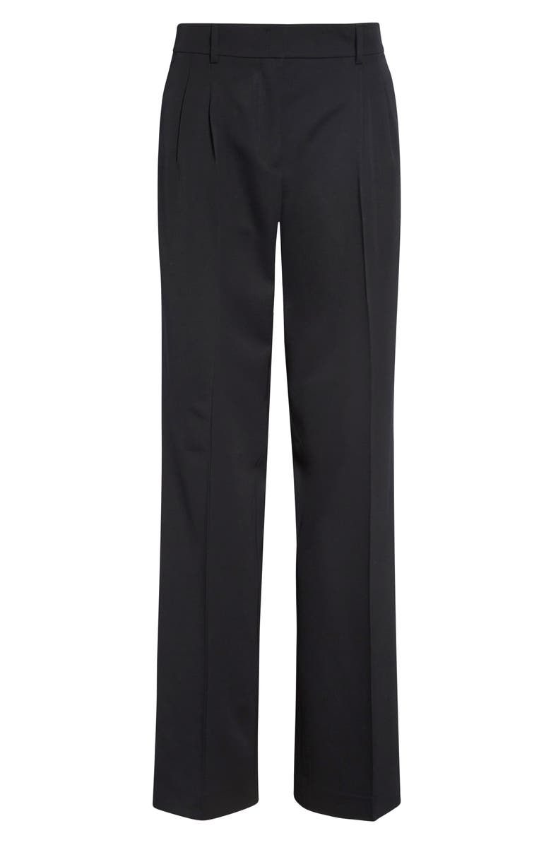 Akris Fabri Pleated Wool Pants, Main, color, Black