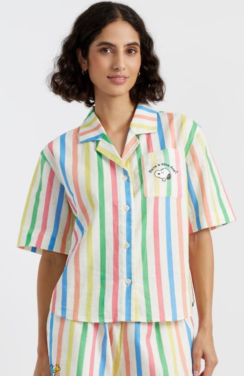 Chinti & Parker Linen-cotton Snoopy Stripe Shirt In Cream