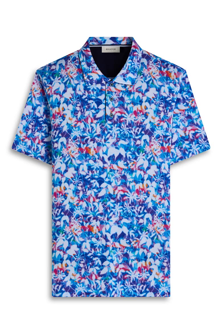 Hendrix Digital Abstract Floral Print Pima Cotton Polo, Alternate, color, CLASSIC BLUE