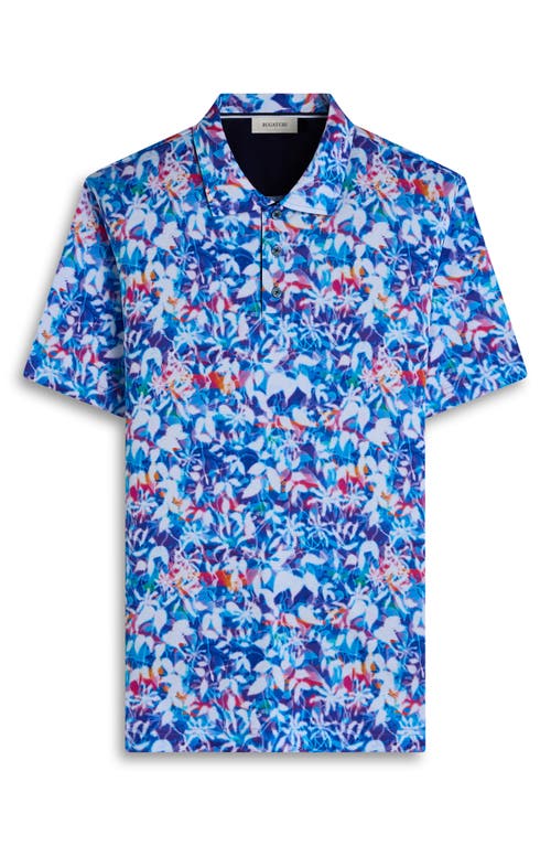 Bugatchi Hendrix Digital Abstract Floral Print Pima Cotton Polo In Blue