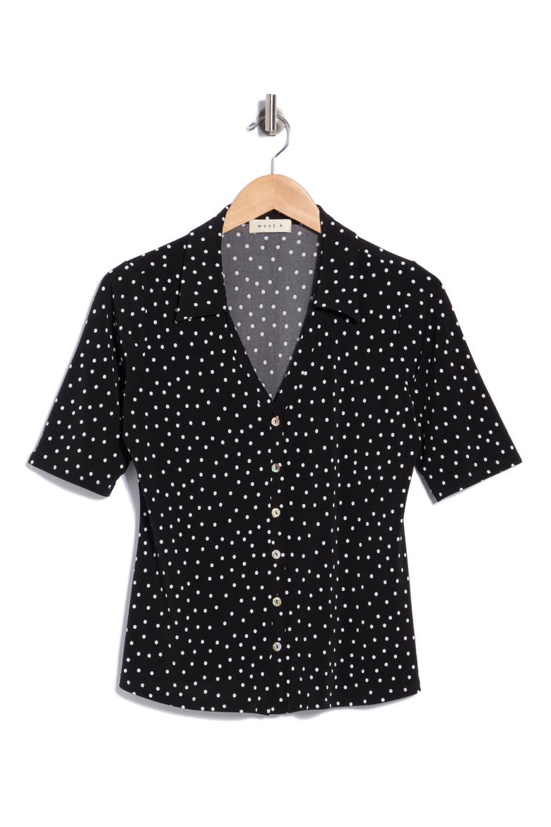 Polka Dot Knit Top, Alternate, color, BLACK DOT
