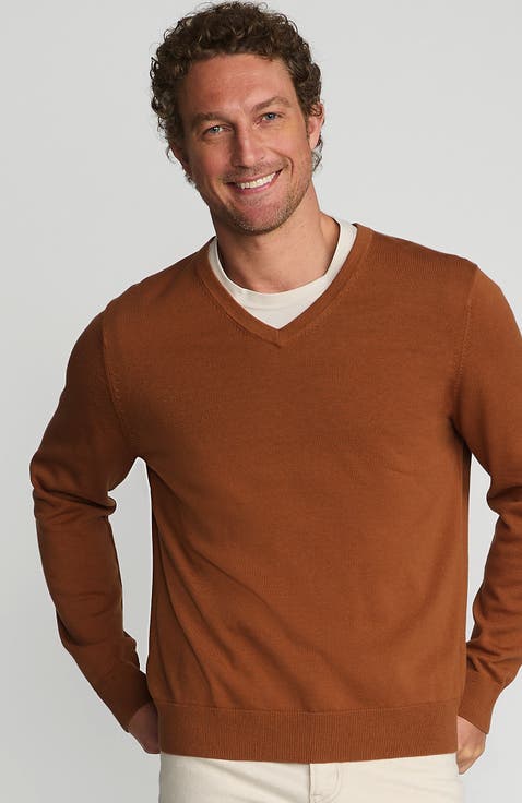 Fine Gauge Cotton V-neck Sweater