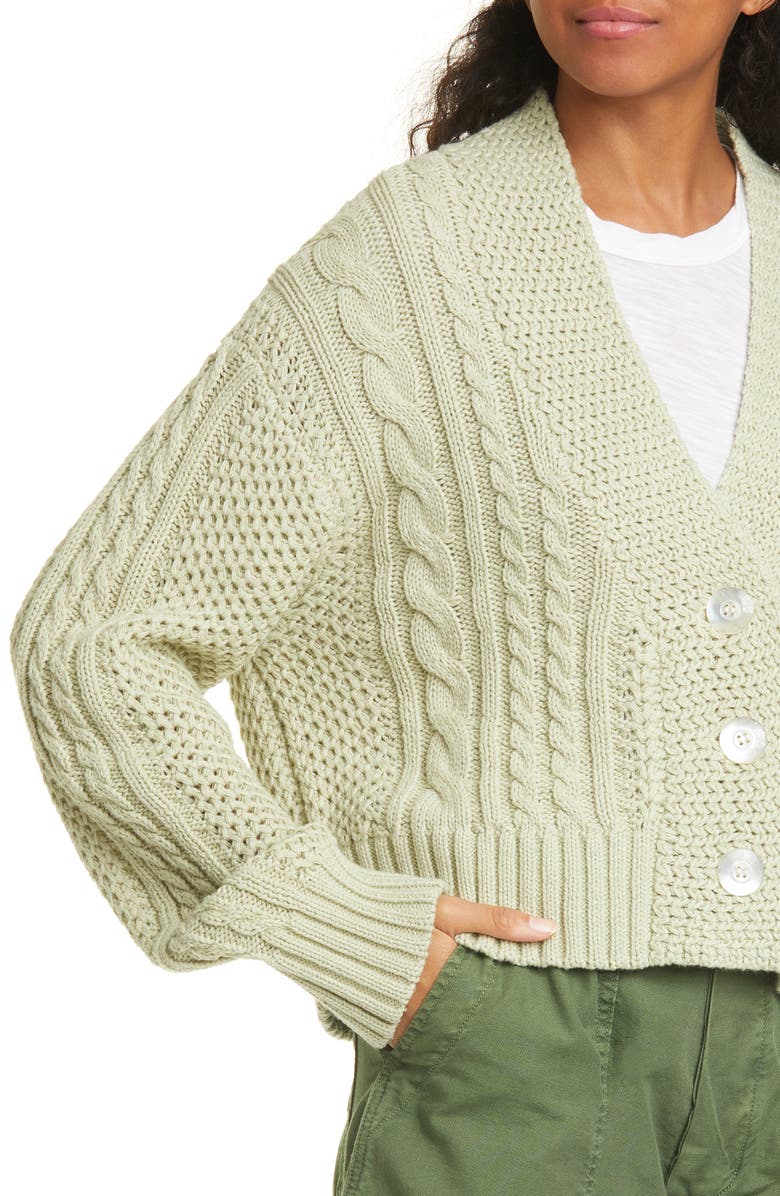 THE GREAT. The Cable Montana Cotton Blend Cardigan, Alternate, color, 