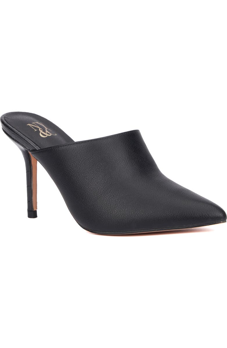 NEW YORK AND COMPANY Carlette Snake Embossed Heeled Mule, Main, color, Black Croc