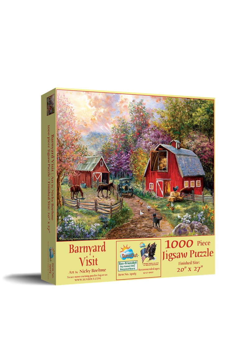 Barnyard Visit 1000 piece Jigsaw Puzzle for Adults, Main, color, Multicolor