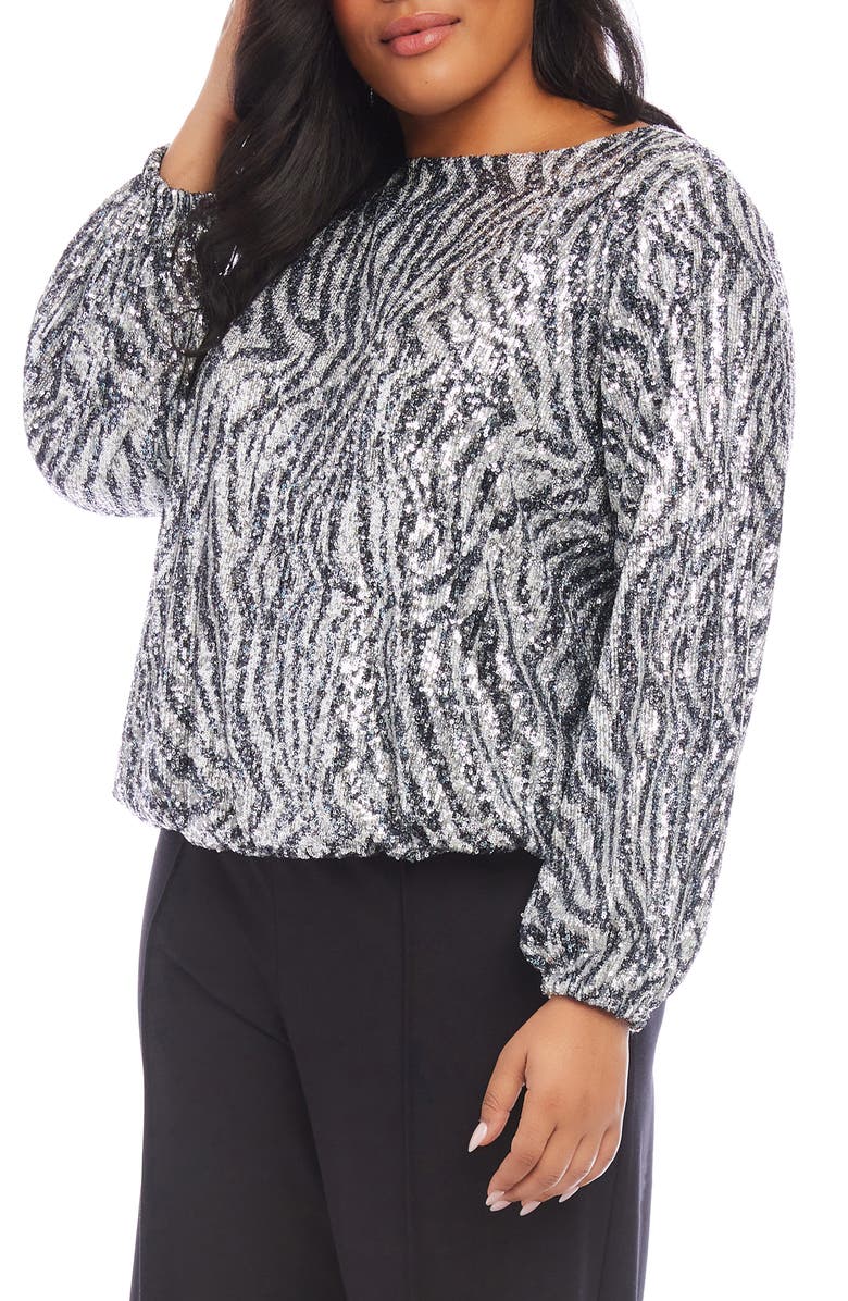 Karen Kane Sequin Zebra Boat Neck Top, Alternate, color, 