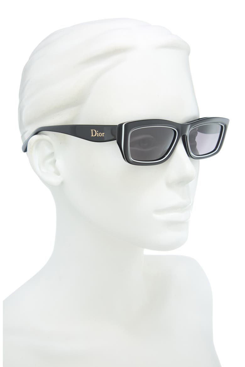 'Dior Pop S1I 56mm Rectangular Sunglasses, Alternate, color, SHINY BLACK / SMOKE