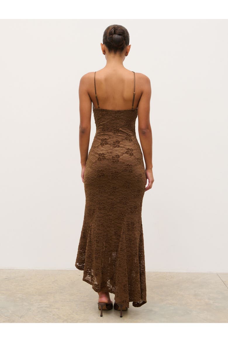 Zoey Floral Lace Maxi Dress, Alternate, color, Brown