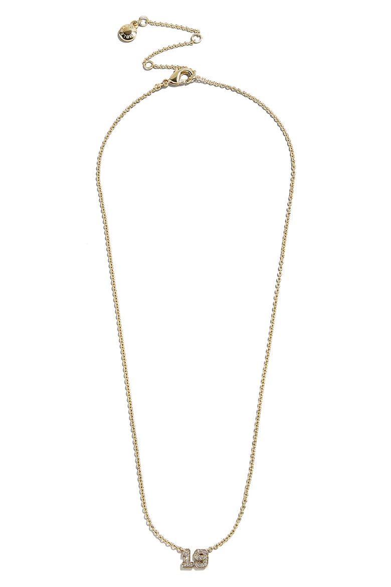 Varsity Number Custom Necklace, Main, color, GOLD/ CLEAR
