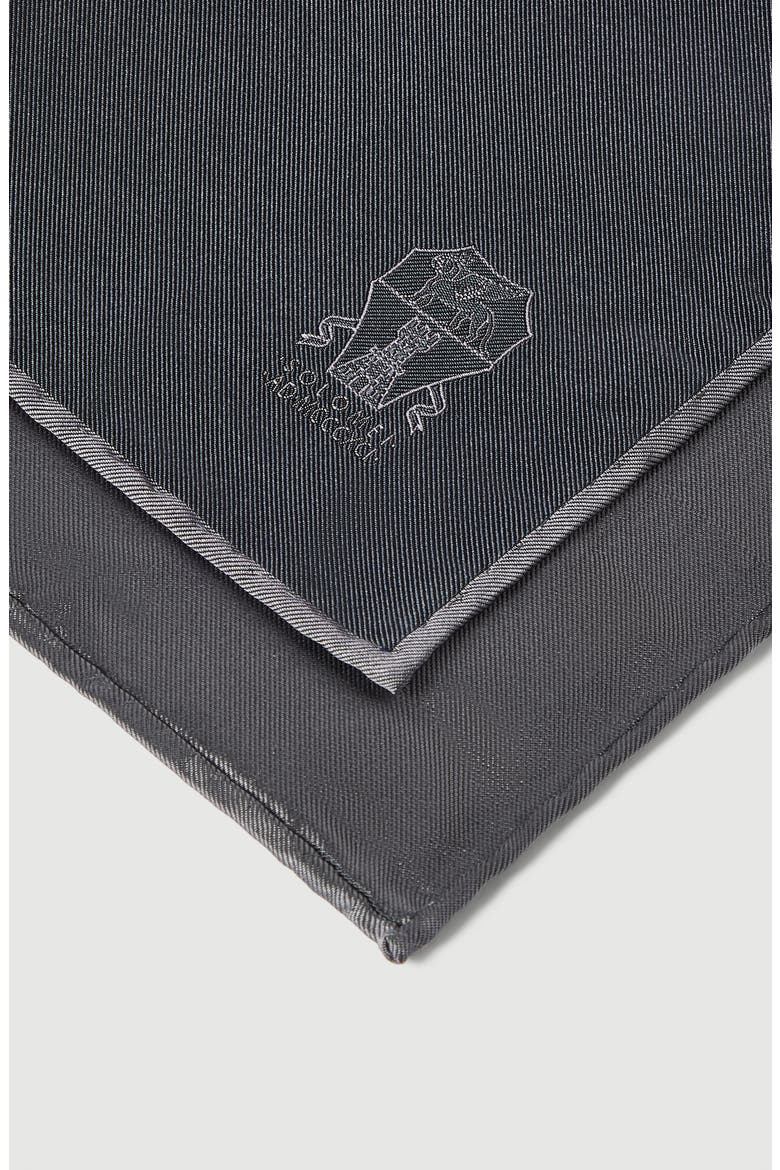 Silk pocket square with printed logo, Alternate, color, Anthracite