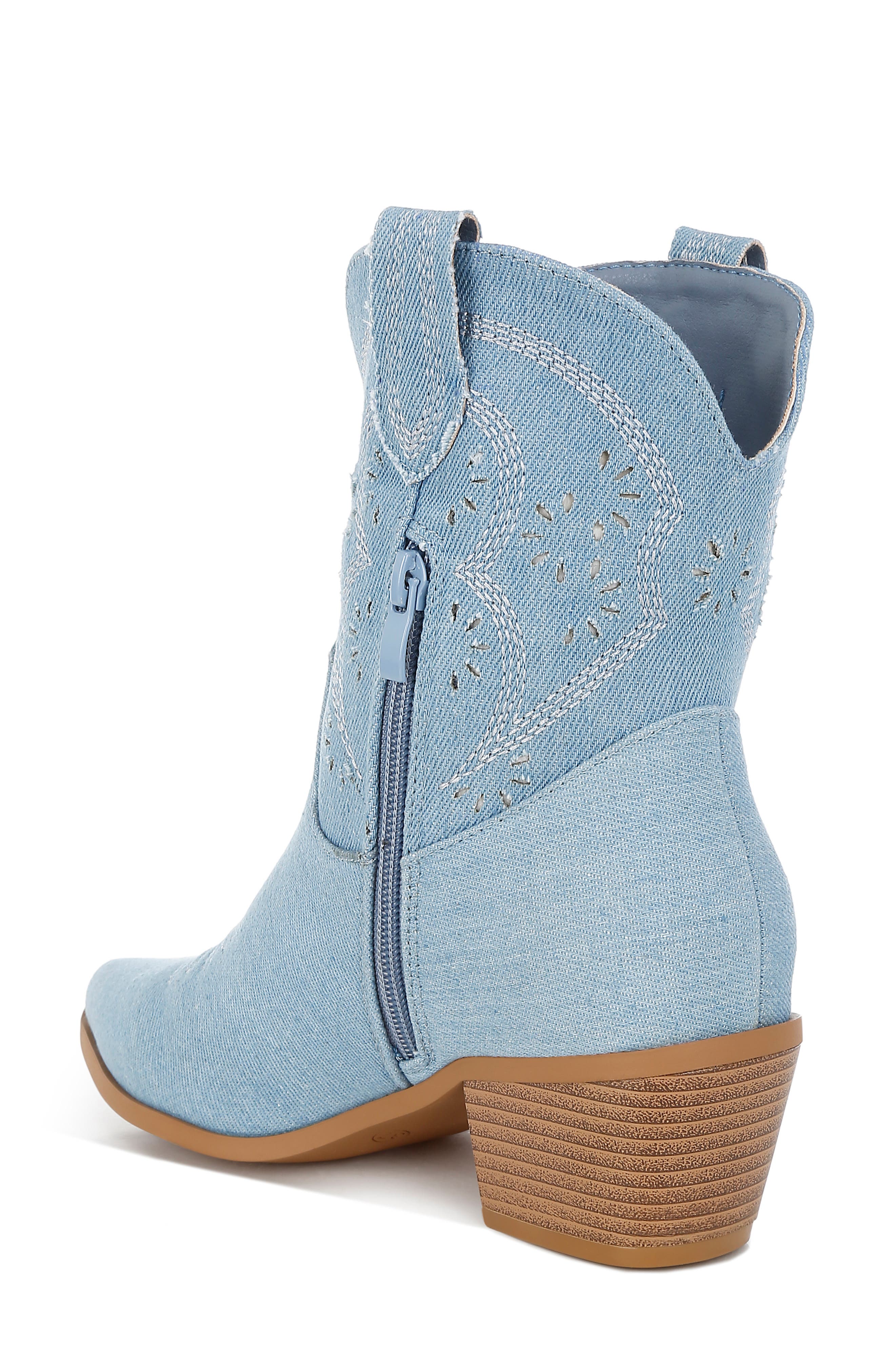 LONDON RAG Nigara Cutout Western Bootie, Alternate, color, Denim