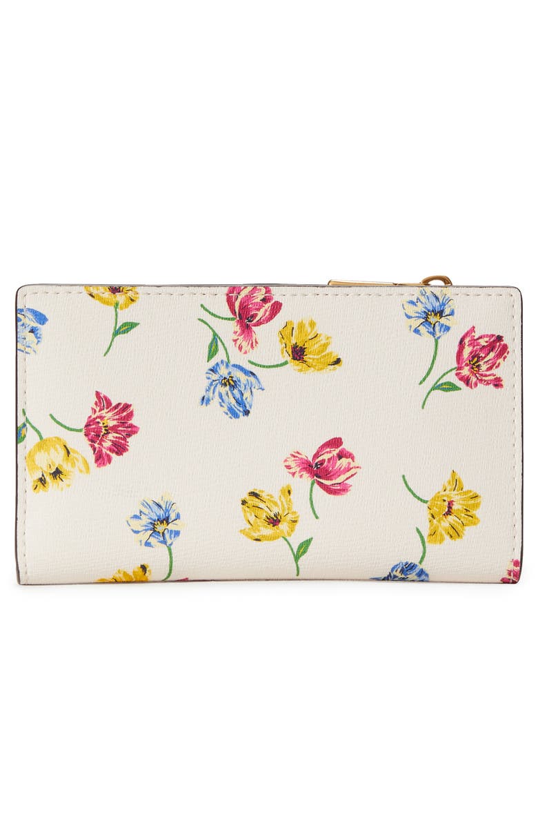 Kate Spade New York morgan tulip toss print soft leather bifold wallet, Alternate, color, 