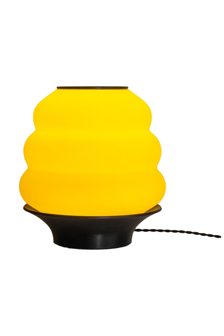 Honey Pot 12" Minimalist Classic Plant-Based PLA 3D Printed Dimmable LED Table Lamp, Main, color, Yellow/Black