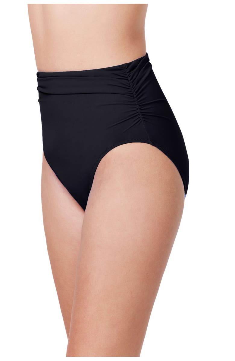 Profile by Gottex Tutti Frutti Shirred High Waist Swim Bottom, Alternate, color, Black