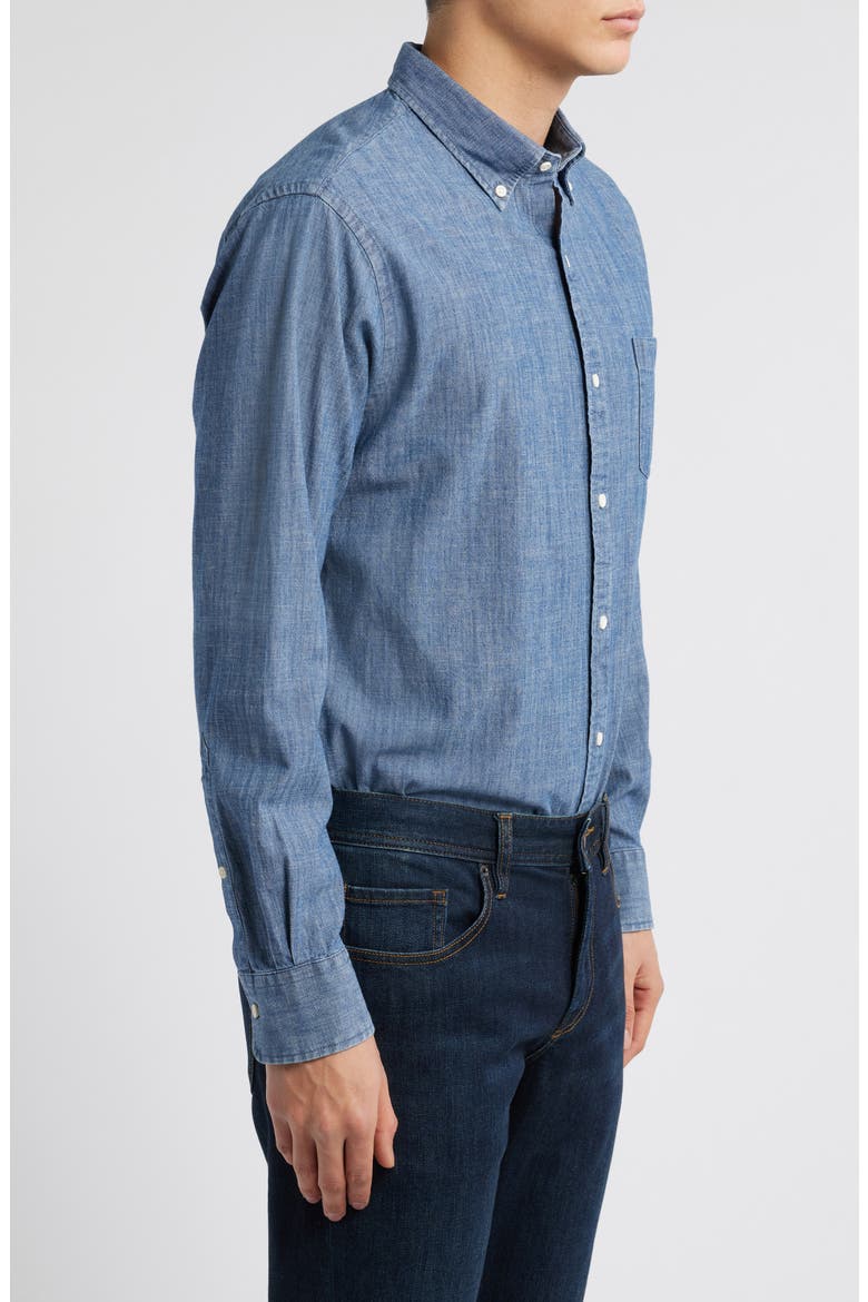 Tamworth Cotton Stretch Chambray Button-Down Shirt, Alternate, color, INDIGO