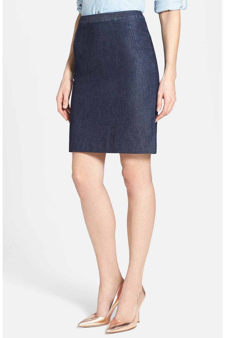 Stretch Cotton Blend Pencil Skirt, Main, color, DARK INDIGO