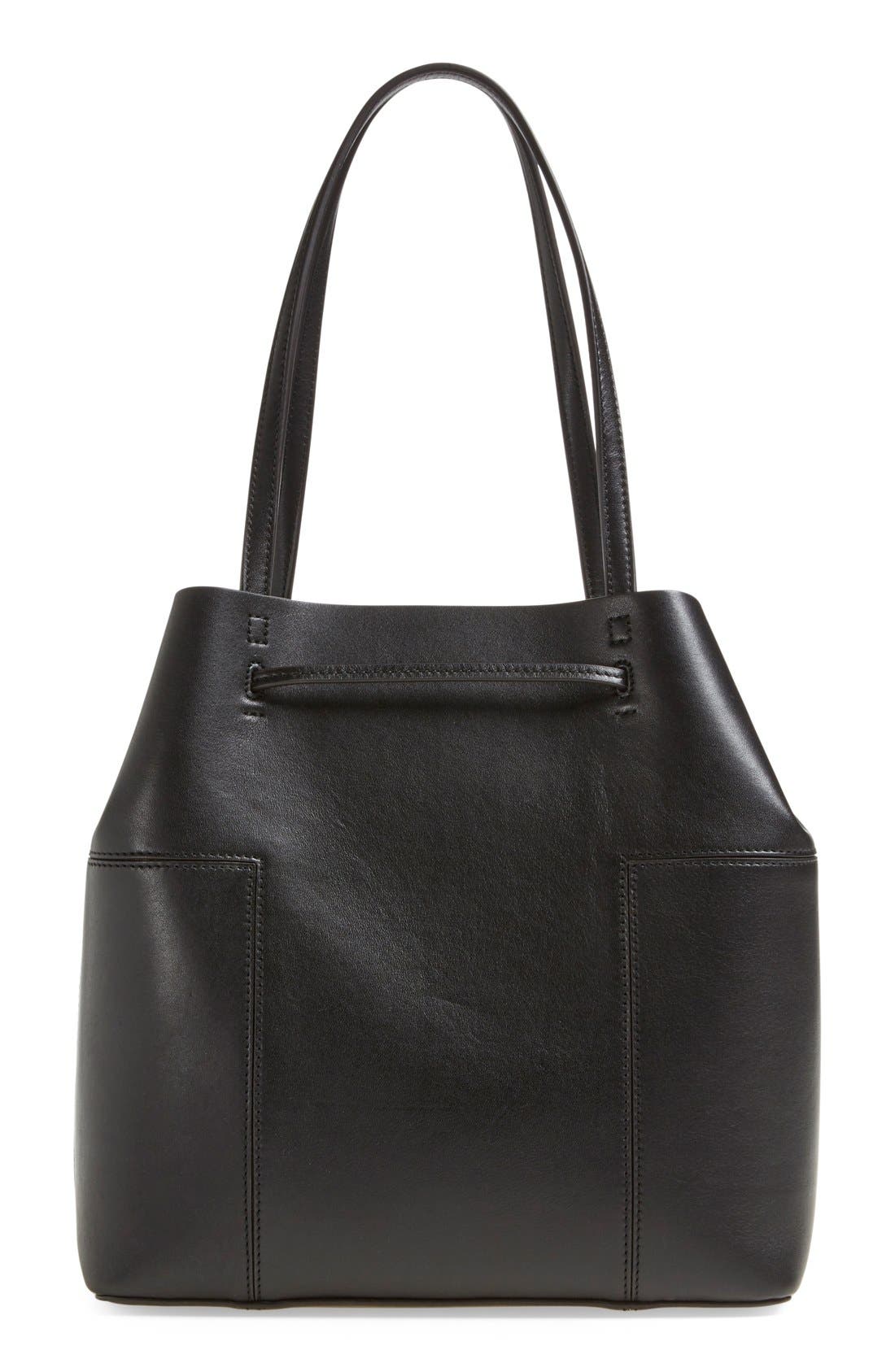 Tory Burch 'Block-T' Leather Drawstring Tote, Alternate, color, 
