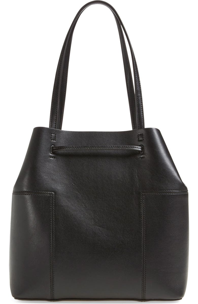 Tory Burch 'Block-T' Leather Drawstring Tote, Alternate, color,