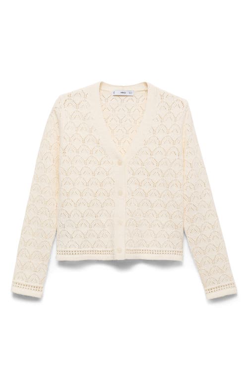 Mango Pointelle Stitch Cotton Blend Cardigan
