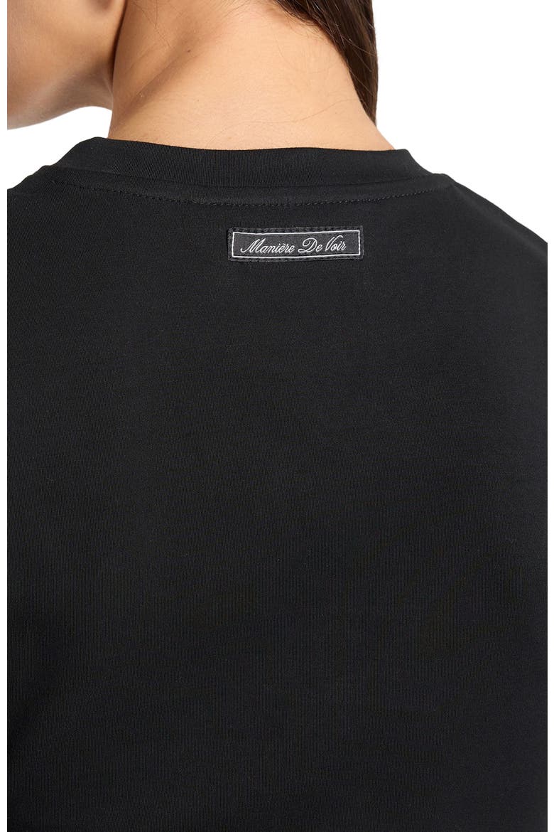 Pauline Ruched Asymmetric Cotton T-Shirt, Alternate, color, Black